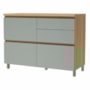 Balcão de Cozinha Rainha 120cm 1 Porta e 4 Gavetas Nature/Verde com Tampo MDF - Nesher