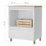 Balcão de Cozinha Rainha 70cm para Forno com 1 Gaveta e Caixa Organizadora Branco/Nature - Nesher