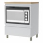 Balcão de Cozinha Rainha 70cm para Forno com 1 Gaveta e Caixa Organizadora Branco/Nature - Nesher
