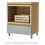Balcão de Cozinha Rainha 70cm para Forno com 1 Gaveta e Caixa Organizadora Nature/Verde - Nesher