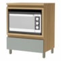 Balcão de Cozinha Rainha 70cm para Forno com 1 Gaveta e Caixa Organizadora Nature/Verde - Nesher