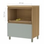 Balcão de Cozinha Rainha Cooktop 70cm 1 Porta Basculante e 1 Gaveta Nature/Verde com Tampo MDF - Nesher