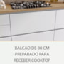Balcão de Cozinha Rainha Cooktop 80cm 1 Porta Basculante e 1 Gaveta Branco/Nature com Tampo MDF - Nesher