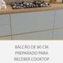 Balcão de Cozinha Rainha Cooktop 80cm 1 Porta Basculante e 1 Gaveta Nature/Verde com Tampo MDF - Nesher