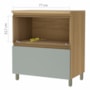 Balcão de Cozinha Rainha Cooktop 80cm 1 Porta Basculante e 1 Gaveta Nature/Verde com Tampo MDF - Nesher