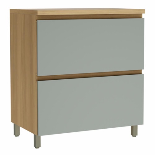 Balcão de Cozinha Rainha Cooktop 80cm 1 Porta Basculante e 1 Gaveta Nature/Verde com Tampo MDF - Nesher