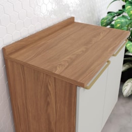 Balcão de Cozinha Requinte 80cm 2 Portas Nature/Areia com Tampo MDP - Móveis Henn