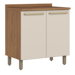 Balcão de Cozinha Requinte 80cm 2 Portas Nature/Areia com Tampo MDP - Móveis Henn