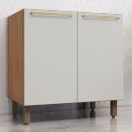 Balcão de Cozinha Requinte 80cm 2 Portas Nature/Areia sem Tampo - Móveis Henn