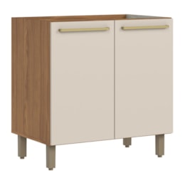 Balcão de Cozinha Requinte 80cm 2 Portas Nature/Areia sem Tampo - Móveis Henn