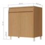 Balcão de Cozinha Simone Mendes 80cm 2 Portas e 1 Gaveta Carvalho com Tampo MDF - Nesher