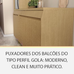 Balcão de Cozinha Simone Mendes 80cm 2 Portas e 1 Gaveta Carvalho com Tampo MDF - Nesher