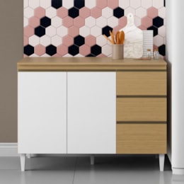 Balcão de Cozinha Sophia Clara 120cm Atacama/Branco TX com Tampo MDP - Aramóveis Balcão de Cozinha Sophia Clara 120cm Atacama/Branco TX com Tampo MDP - Aramóveis