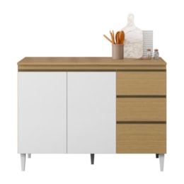 Balcão de Cozinha Sophia Clara 120cm Atacama/Branco TX com Tampo MDP - Aramóveis Balcão de Cozinha Sophia Clara 120cm Atacama/Branco TX com Tampo MDP - Aramóveis