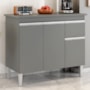 Balcão de Cozinha Tatiane 95cm Cinza com Tampo MDP - AJL Móveis