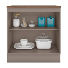 Balcão de Cozinha Unna 2 Portas 80cm Gris com Tampo MDP - Poliman Móveis