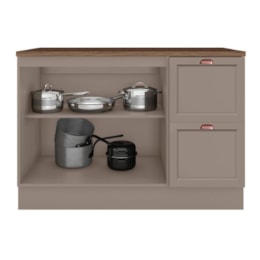 Balcão de Cozinha Unna 2 Portas e 2 Gavetas 120cm Gris com Tampo MDP - Poliman Móveis