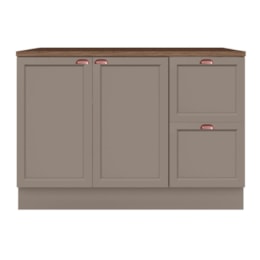 Balcão de Cozinha Unna 2 Portas e 2 Gavetas 120cm Gris com Tampo MDP - Poliman Móveis