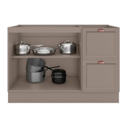 Balcão de Cozinha Unna 2 Portas e 2 Gavetas 120cm Gris sem Tampo - Poliman Móveis