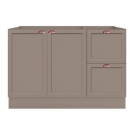Balcão de Cozinha Unna 2 Portas e 2 Gavetas 120cm Gris sem Tampo - Poliman Móveis