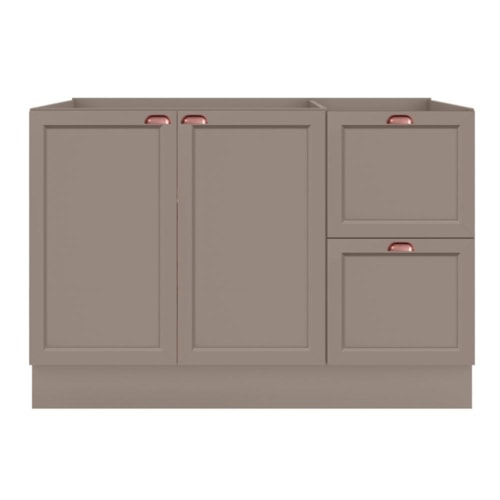 Balcão de Cozinha Unna 2 Portas e 2 Gavetas 120cm Gris sem Tampo - Poliman Móveis