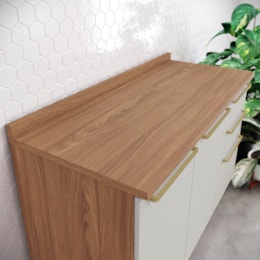 Balcão de Pia Requinte 120cm 3 Portas e 2 Gavetas Nature/Areia com Tampo MDP - Móveis Henn Balcão de Pia Requinte 120cm 3 Portas e 2 Gavetas Nature/Areia com Tampo MDP - Móveis Henn