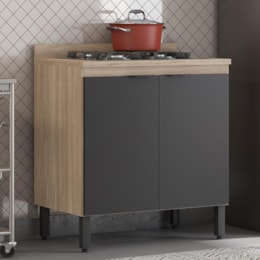 Balcão Firenze 2 Portas 80cm Avena/Grafito com Tampo MDP - Demóbile Balcão Firenze 2 Portas 80cm Avena/Grafito com Tampo MDP - Demóbile