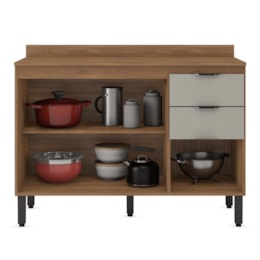 Balcão Firenze Pia 120cm 3 Portas 2 Gavetas Amêndola/Nude Prime com Tampo MDP - Demóbile Balcão Firenze Pia 120cm 3 Portas 2 Gavetas Amêndola/Nude Prime com Tampo MDP - Demóbile