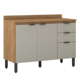 Balcão Firenze Pia 120cm 3 Portas 2 Gavetas Amêndola/Nude Prime com Tampo MDP - Demóbile Balcão Firenze Pia 120cm 3 Portas 2 Gavetas Amêndola/Nude Prime com Tampo MDP - Demóbile