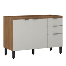 Balcão Firenze Pia 120cm 3 Portas 2 Gavetas Amêndola/Nude Prime sem Tampo - Demóbile Balcão Firenze Pia 120cm 3 Portas 2 Gavetas Amêndola/Nude Prime sem Tampo - Demóbile