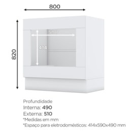 Balcão Forno de Embutir 80cm Americana Branco - Móveis Henn   Balcão Forno de Embutir 80cm Americana Branco - Móveis Henn