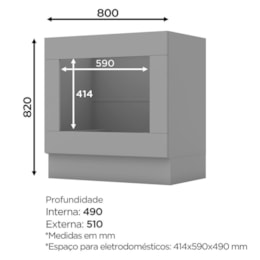 Balcão Forno de Embutir 80cm Americana Cinza - Móveis Henn Balcão Forno de Embutir 80cm Americana Cinza - Móveis Henn
