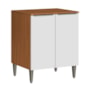 Balcão Luana Clara 70cm 2 Portas com Tampo Cinamomo/Branco - Aramóveis 