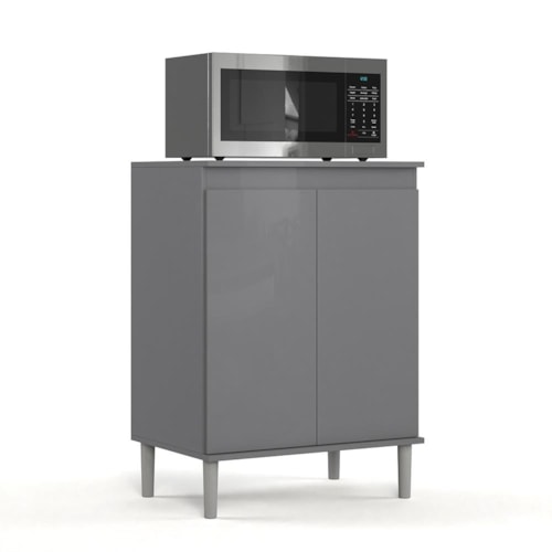 Balcão Micro-ondas 2 Portas Cinza – EJ Móveis