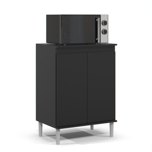 Balcão Micro-ondas 2 Portas Preto – EJ Móveis