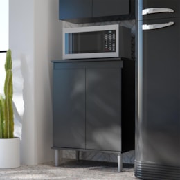 Balcão Micro-ondas 2 Portas Preto – EJ Móveis