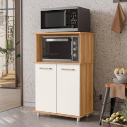 Balcão Multiuso Isis 2 Portas para Forno e Micro-ondas Freijó/Off White Cristal - Nicioli Balcão Multiuso Isis 2 Portas para Forno e Micro-ondas Freijó/Off White Cristal - Nicioli