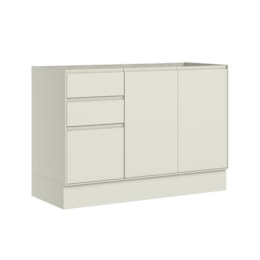 Balcão Pia 120cm Fineze 3 Portas 2 Gavetas Areia - Móveis Henn
