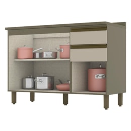 Balcão Pia 2 Gavetas 3 Portas Duna/Cristal com Tampo Connect - Móveis Henn Balcão Pia 2 Gavetas 3 Portas Duna/Cristal com Tampo Connect - Móveis Henn