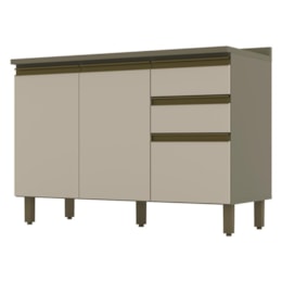 Balcão Pia 2 Gavetas 3 Portas Duna/Cristal com Tampo Connect - Móveis Henn Balcão Pia 2 Gavetas 3 Portas Duna/Cristal com Tampo Connect - Móveis Henn