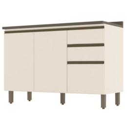 Balcão Pia 2 Gavetas 3 Portas Off White/Duna com Tampo Connect - Móveis Henn  Balcão Pia 2 Gavetas 3 Portas Off White/Duna com Tampo Connect - Móveis Henn