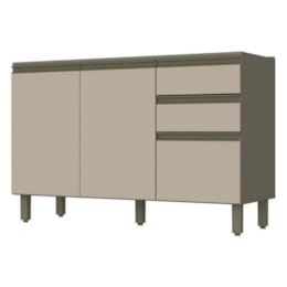 Balcão Pia 2 Gavetas 3 Portas sem Tampo Connect Duna/Cristal - Móveis Henn Balcão Pia 2 Gavetas 3 Portas sem Tampo Connect Duna/Cristal - Móveis Henn