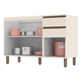 Balcão Pia 2 Gavetas 3 Portas sem Tampo Connect Off White - Móveis Henn Balcão Pia 2 Gavetas 3 Portas sem Tampo Connect Off White - Móveis Henn