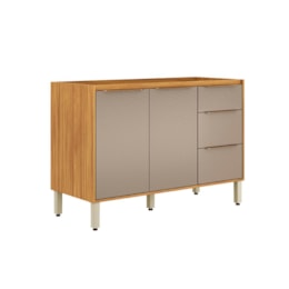 Balcão Pia 2 Portas 3 Gavetas 120cm Plena Cinamon/Nude Prime TX - Demóbile 