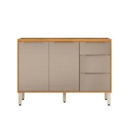 Balcão Pia 2 Portas 3 Gavetas 120cm Plena Cinamon/Nude Prime TX - Demóbile 