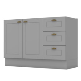 Balcão Pia 2 Portas e 3 Gavetas 120cm Americana Cinza - Móveis Henn Balcão Pia 2 Portas e 3 Gavetas 120cm Americana Cinza - Móveis Henn