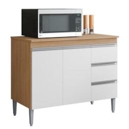 Balcão Pia Andréia 100cm Amêndoa/Branco com Tampo MDP - AJL Móveis Balcão Pia Andréia 100cm Amêndoa/Branco com Tampo MDP - AJL Móveis