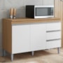 Balcão Pia Andréia 120cm Amêndoa/Branco com Tampo MDP - AJL Móveis