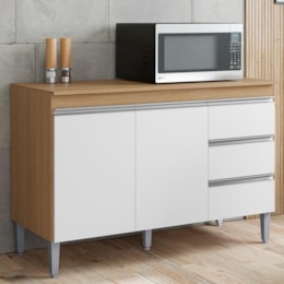 Balcão Pia Andréia 120cm Amêndoa/Branco com Tampo MDP - AJL Móveis Balcão Pia Andréia 120cm Amêndoa/Branco com Tampo MDP - AJL Móveis