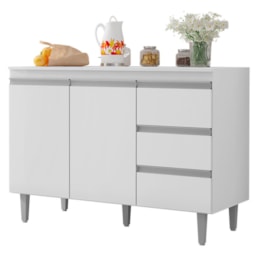 Balcão Pia Andréia 120cm Branco com Tampo MDP - AJL Móveis Balcão Pia Andréia 120cm Branco com Tampo MDP - AJL Móveis